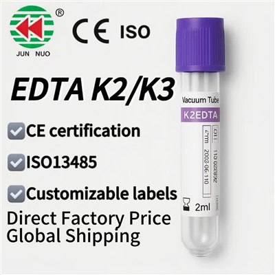Tubo de coleta de sangue de ADTA K2/K3 descartável